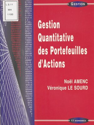 cover image of Gestion quantitative des portefeuilles d'action